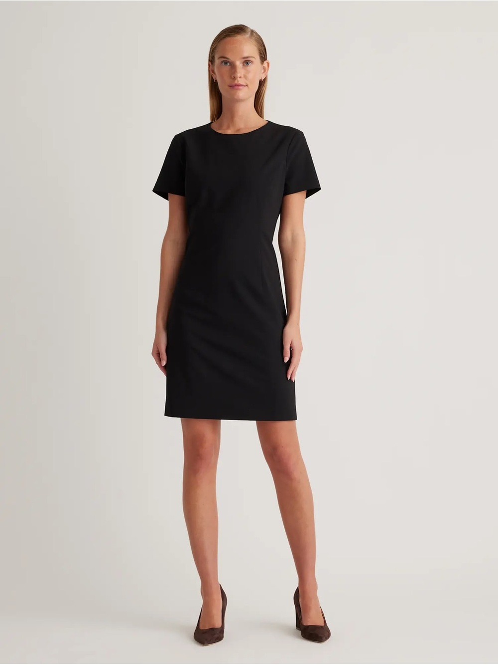 Quince Italian Wool Short Sleeve Dress (Black)
